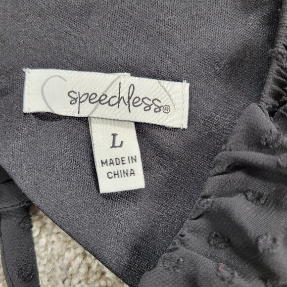 Speechless Blouson Dress Womens L Black Tiered Babydoll Ruffled Tie Backless - Picture 2 of 12